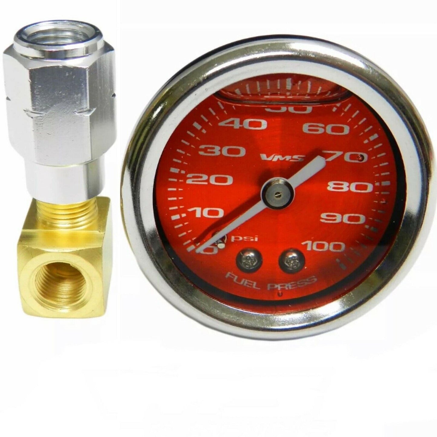 RED 1 1/2" 100PSI FUEL PRESSURE GAUGE FOR GM CHEVY LS1 LS2 LS6 LT1 L98