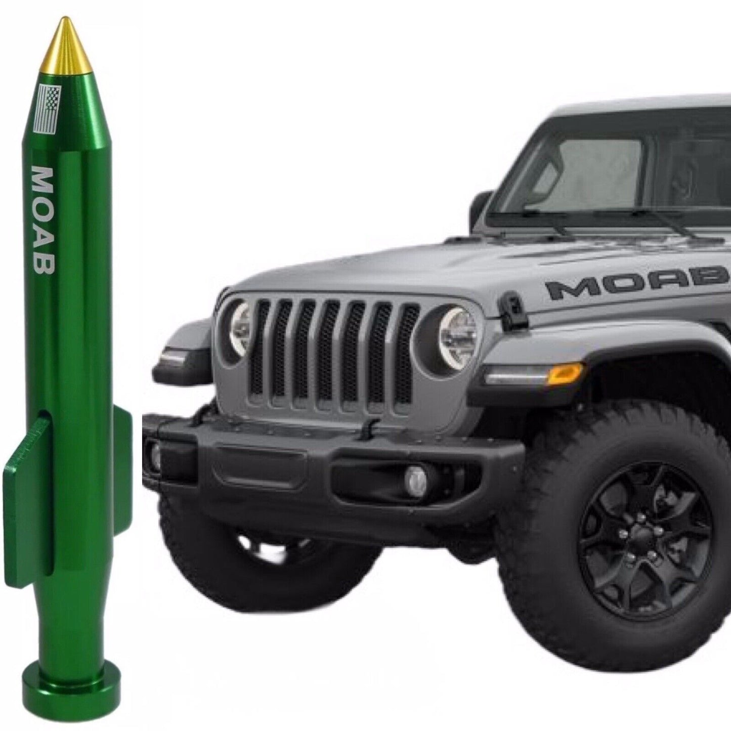 Green Mother of All Bombs MOAB Bullet Antenna For Jeep Wrangler & Gladiator 2020