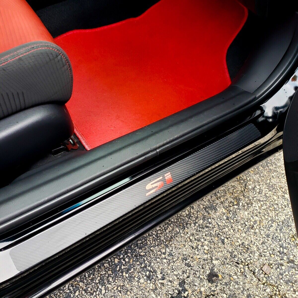 Vinyl Precut Carbon Fiber Door Jam Strips For Honda Civic Sedan w Red Si 2012 15
