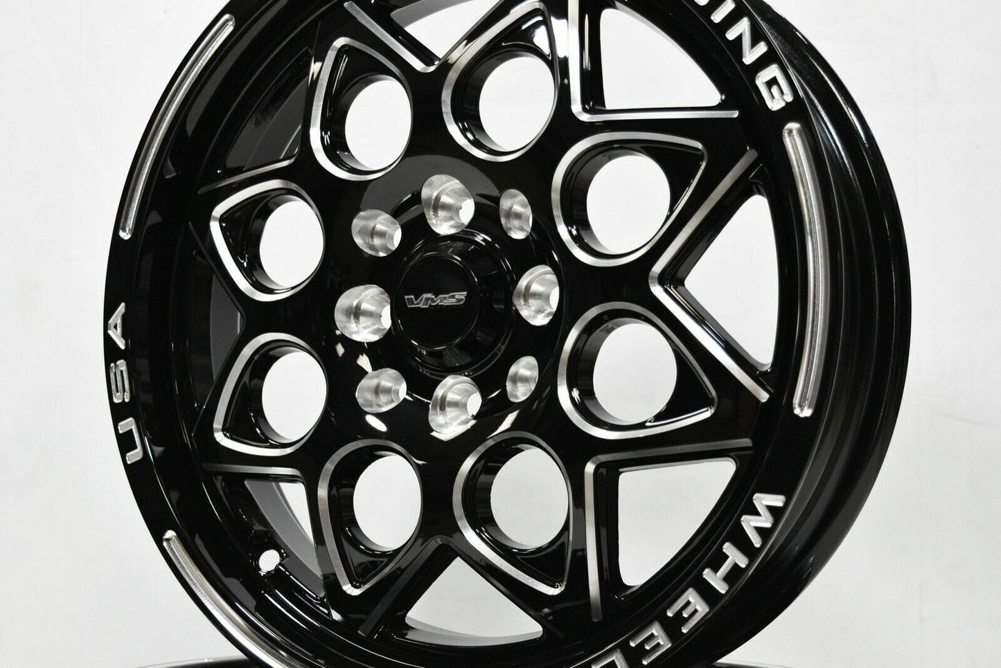 2 15X3.5" VMS RACING BLACK DRAG RACING WHEELS SKINNIES 4X100/4X114 ET10