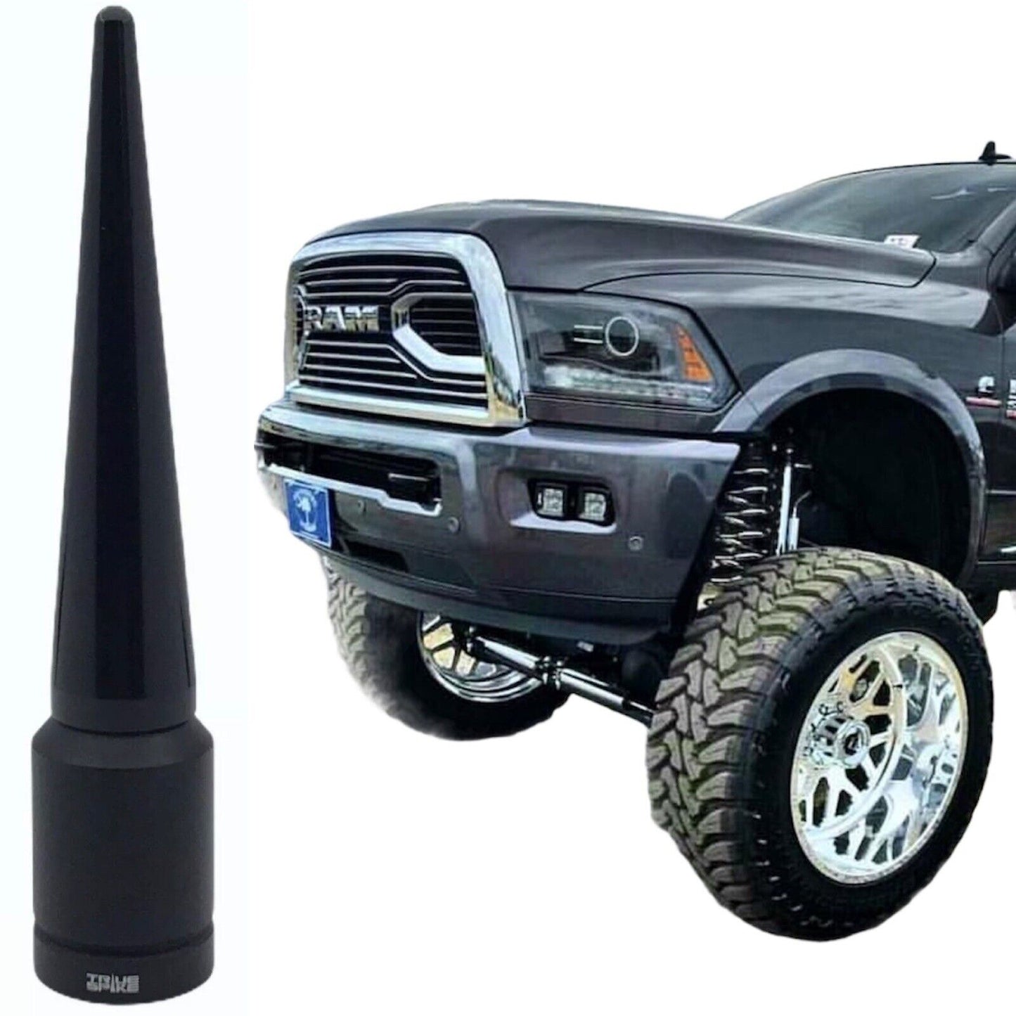 True Spike 4 Inch Spiked Black Antenna for Dodge Ram 1500 2500 3500 All Years