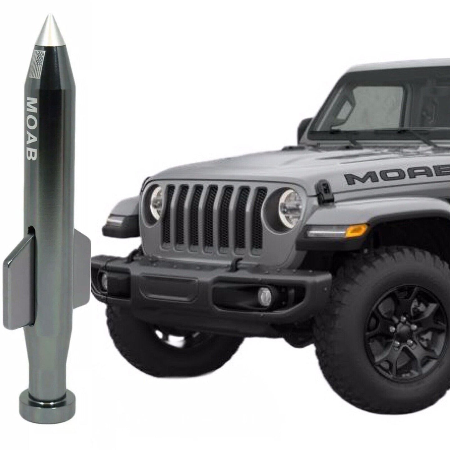 Gunmetal Mother of All Bombs MOAB Bullet Antenna For Jeep Wrangler & Gladiator