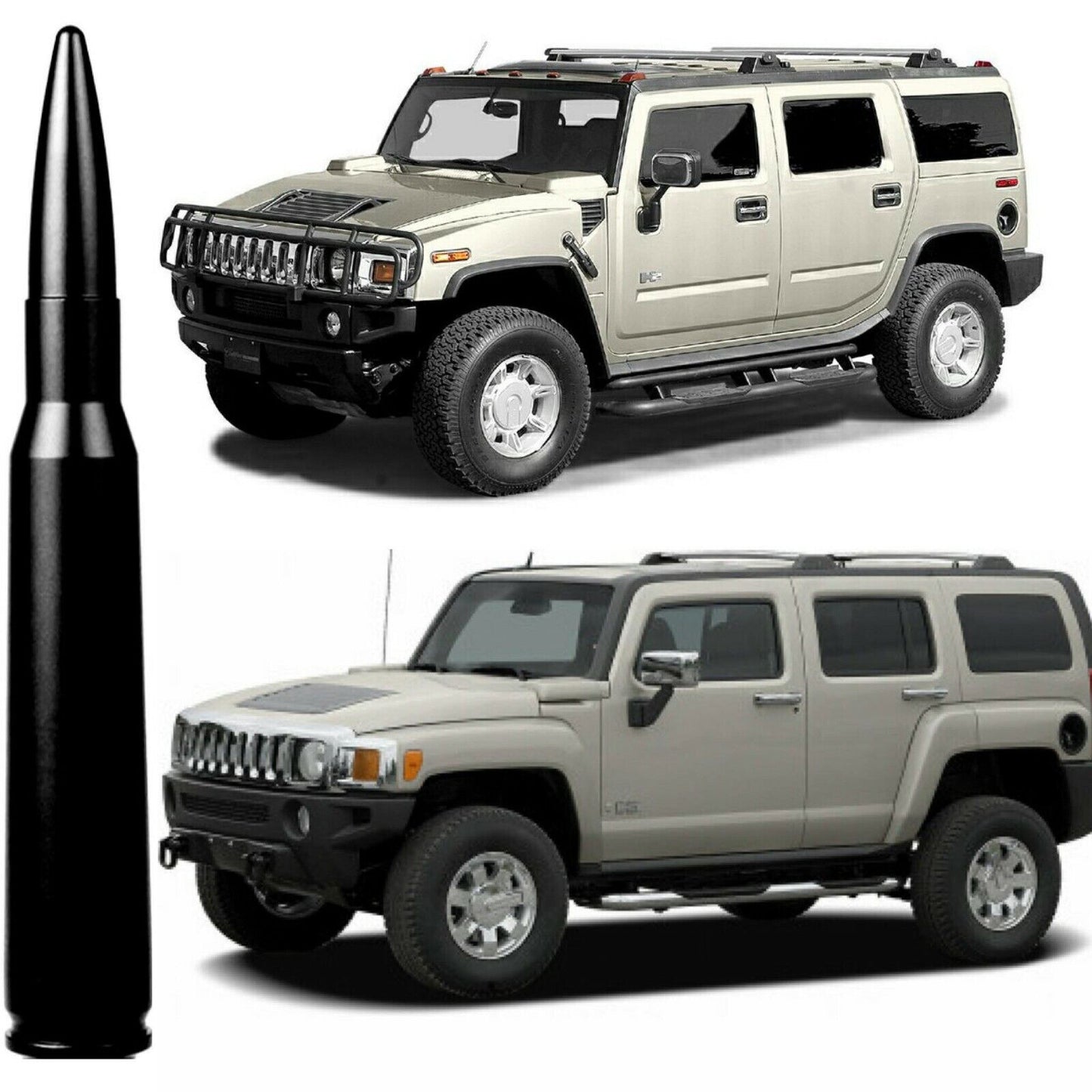 50 Caliber Black Bullet Antenna for Hummer H2 and H3 All Years Billet Aluminum