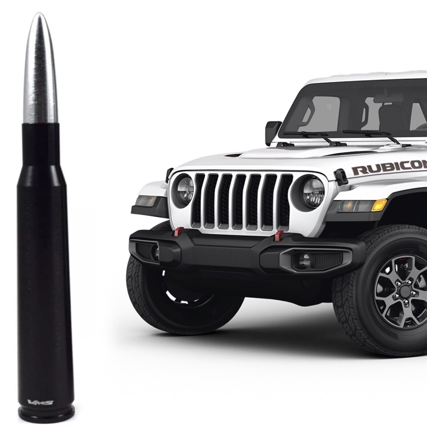 Black & Silver Bullet Antenna For Jeep Wrangler Gladiator Renegade Liberty