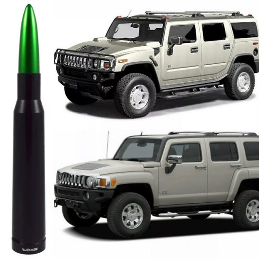 Black with Green Tip Bullet Antenna for Hummer H2 and H3 Billet Aluminum