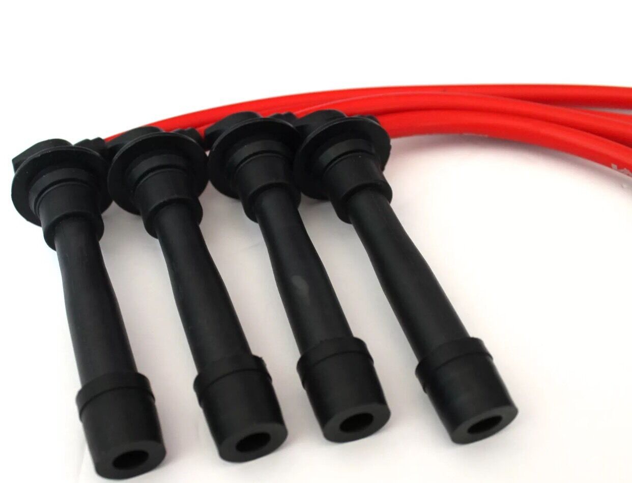 RED SPARK PLUG WIRES SET FOR MAZDA MIATA 1.6 and 1.8 DOHC 1990 TO 2000