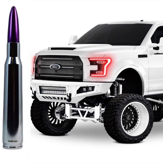 Chrome With Purple Bullet Antenna for Ford F150 F250 F350 Billet Aluminum