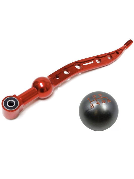 RED SHORT SHIFTER GUNMETAL SHIFT KNOB HONDA CIVIC 88-00 ACURA INTEGRA DELSOL CRX