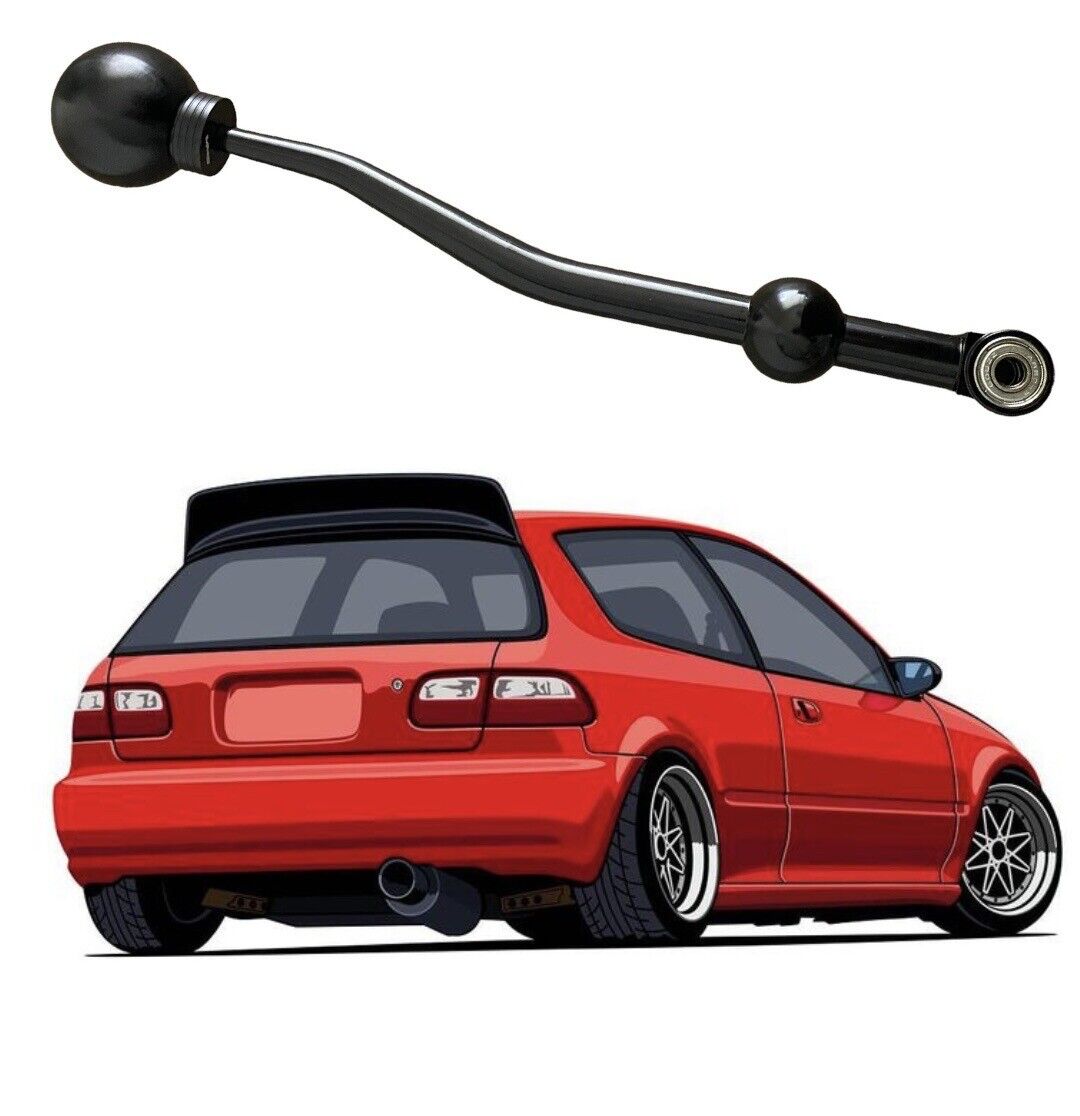 BLACK SHORT SHIFTER + 5 SPD BLACK ROUND SHIFT KNOB FOR CIVIC CRX INTEGRA DEL SOL