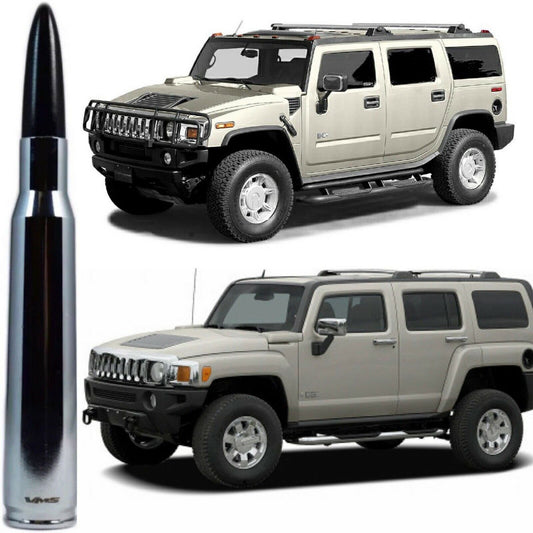 Chrome with Black Tip Bullet Antenna for Hummer H2 and H3 Billet Aluminum