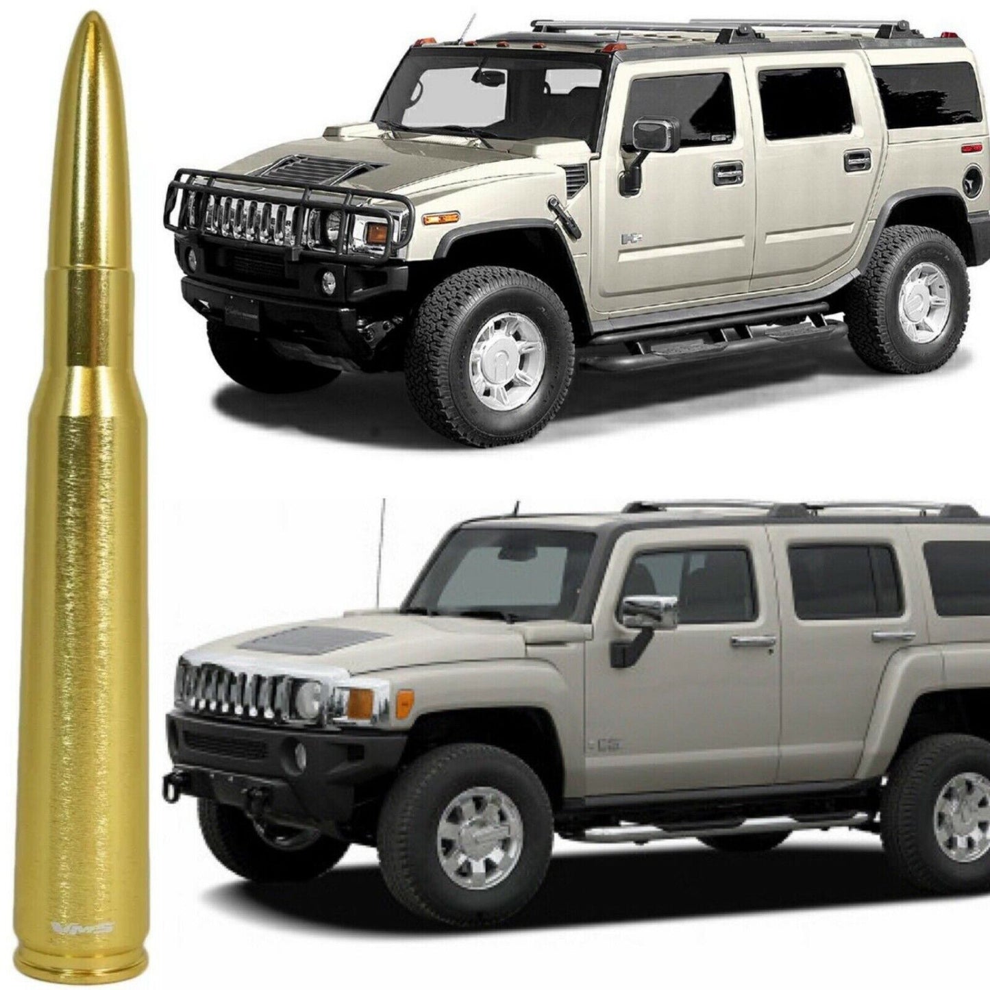 Brass 50 Caliber Bullet Antenna for Hummer H2 and H3 All Years Billet Aluminum