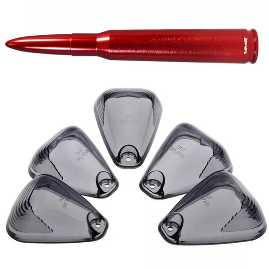 Red Bullet Antenna and Smoked Cab Lens For Ford F250 F350 F450 F550 99 to 16