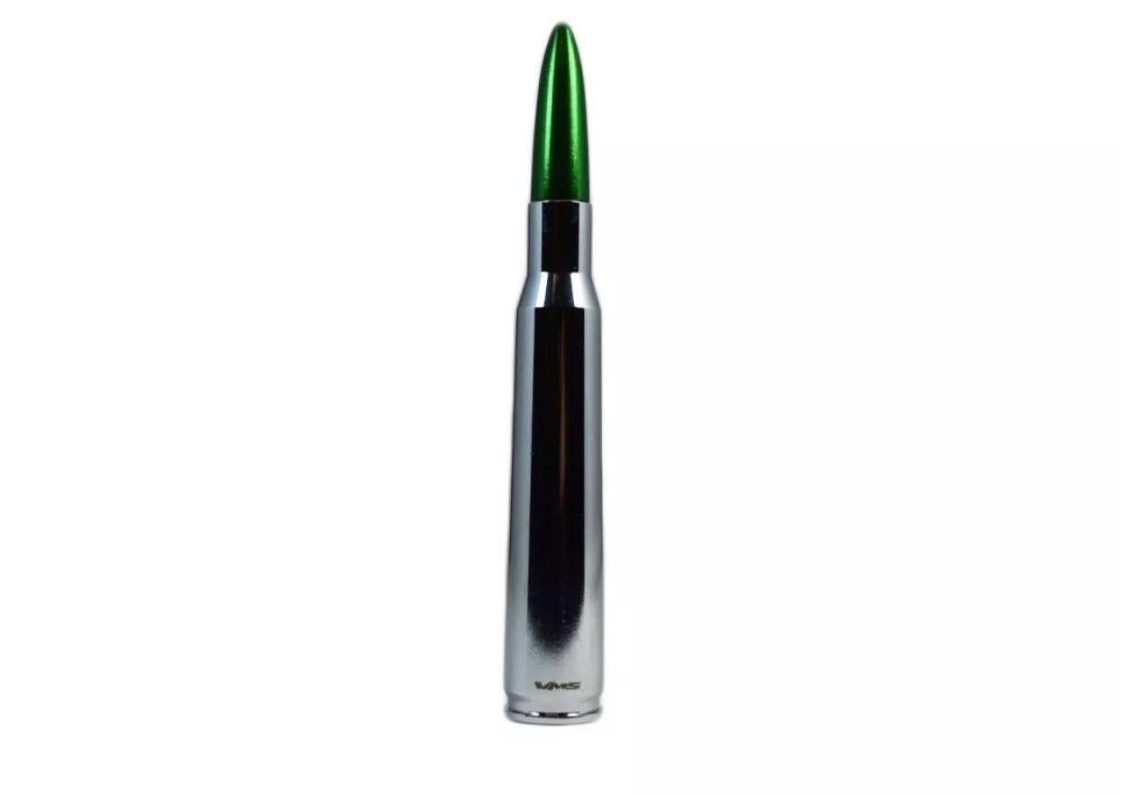 Chrome with Green Tip Bullet Antenna for Dodge Ram Trucks All Years All Models