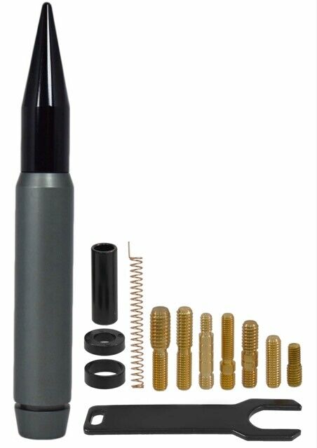 True Spike Anti-Theft 7 Inch Short Thick Gunmetal Bullet Antenna For Dodge Ram