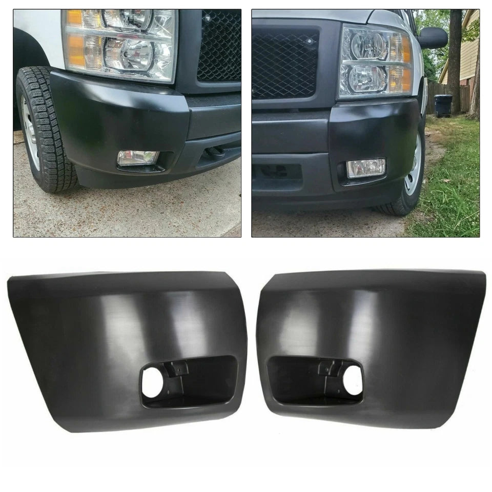 Front Bumper End Caps for Chevy Silverado 2007 to 2013 With Fog Lamp Holes