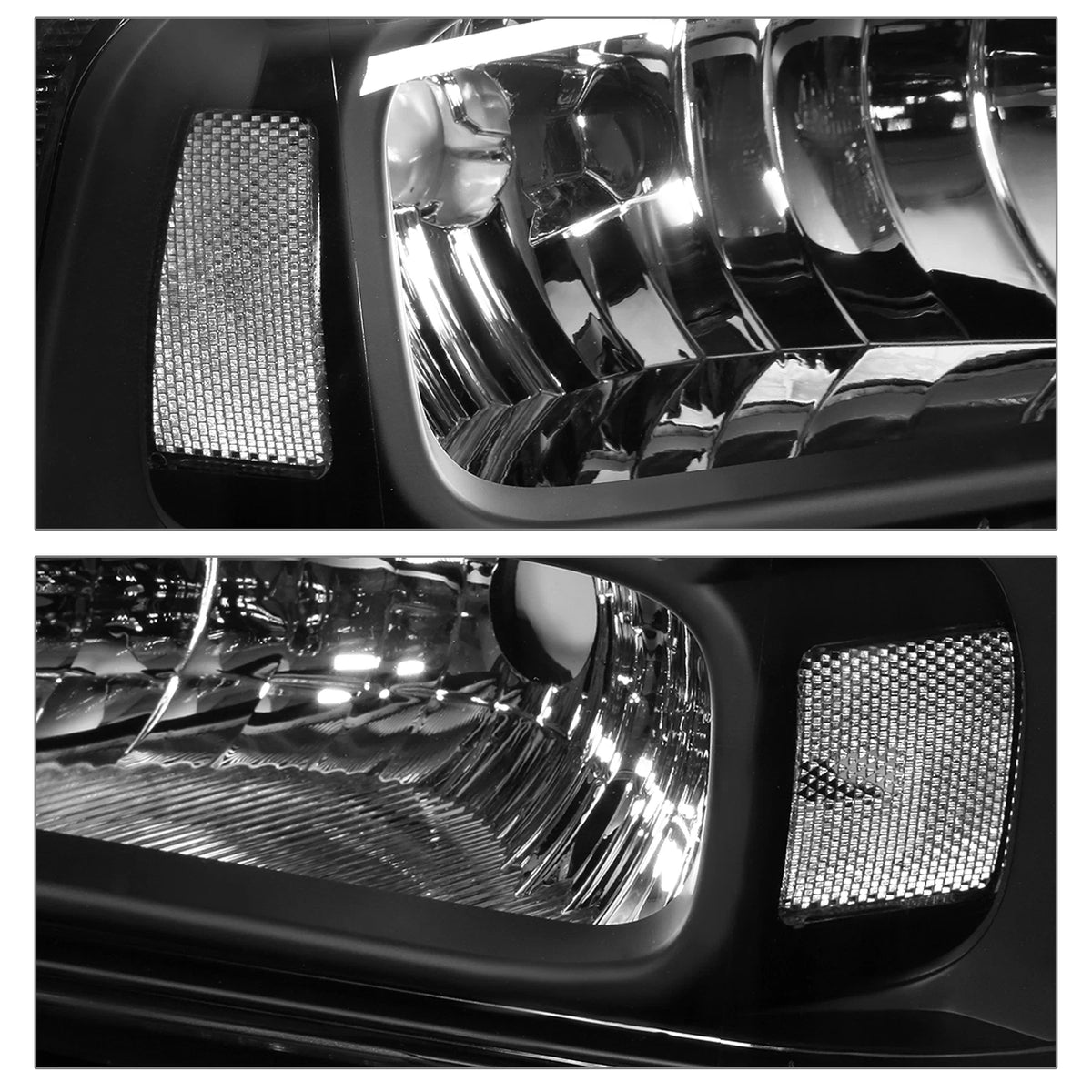New Headlights For 2005 through 2007 Ford F250 F350 F450 F550 Super Duty Black Clear Corner Headlamps