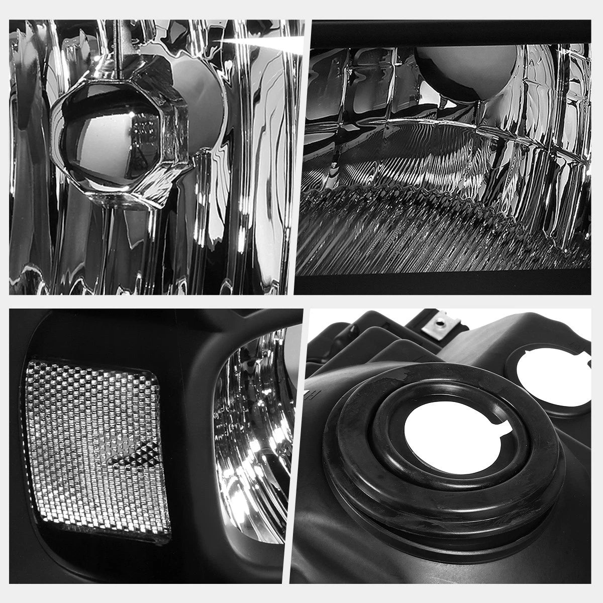 New Headlights For 2005 through 2007 Ford F250 F350 F450 F550 Super Duty Black Clear Corner Headlamps
