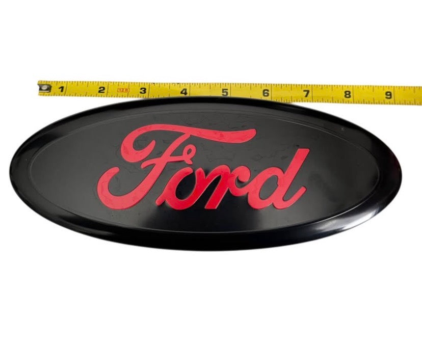 9 INCH FORD RED Black Emblem Name Badge Logo for Front Grille or Tailgate F150 F250 F350