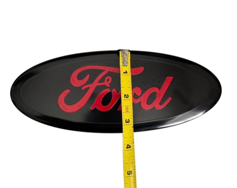 9 INCH FORD RED Black Emblem Name Badge Logo for Front Grille or Tailgate F150 F250 F350