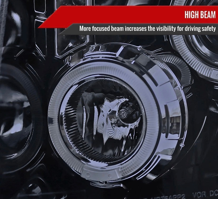 New Projector Halo LED Headlights for 2009 to 2014 Ford F150 fits models that come without Projector headlights from Factory ONLY!