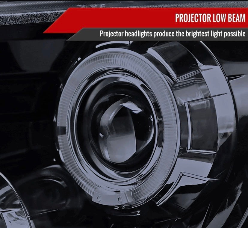New Projector Halo LED Headlights for 2009 to 2014 Ford F150 fits models that come without Projector headlights from Factory ONLY!