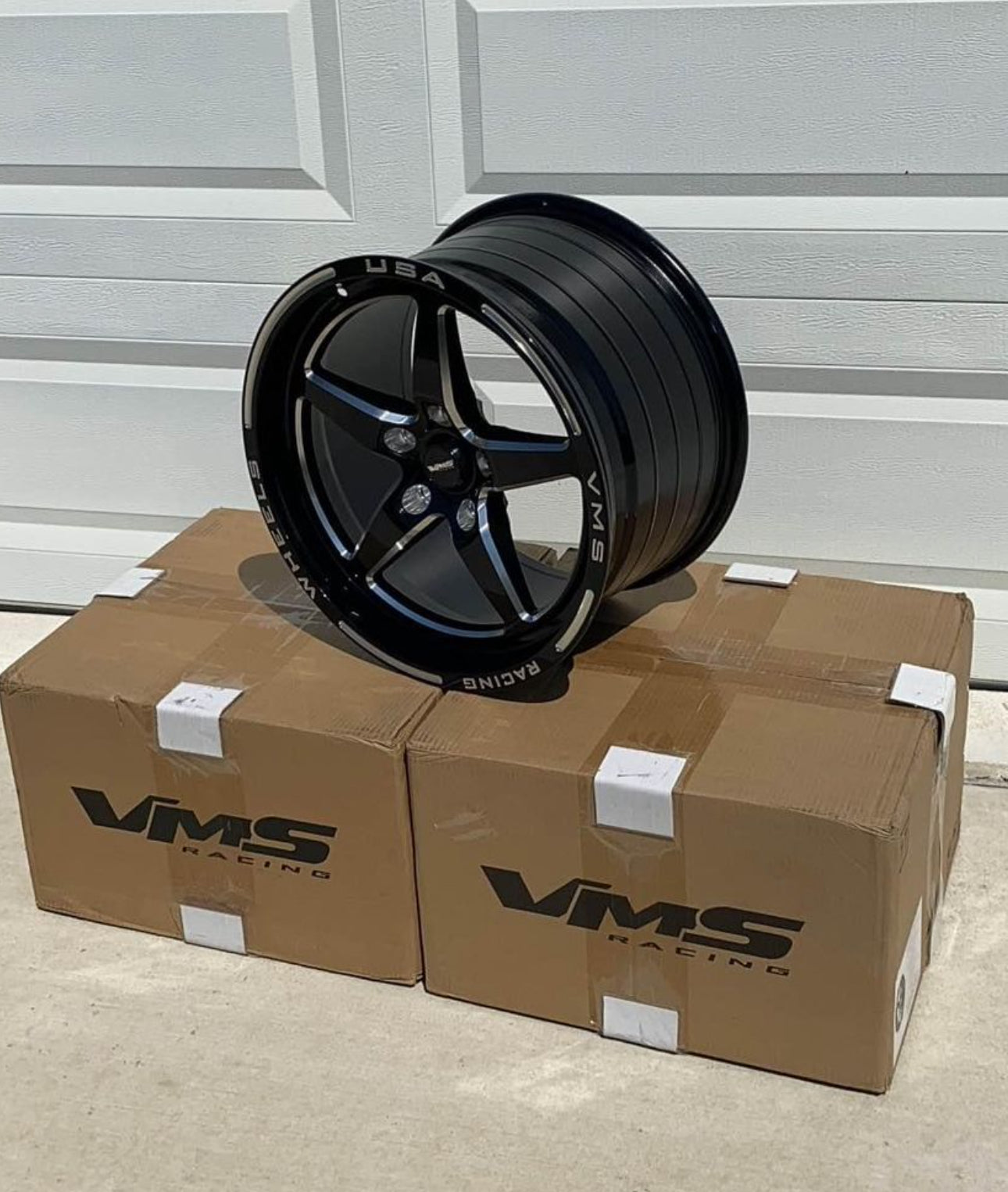 Set of TWO VMS Black Star 5 Spoke 17x10 (54ET) 5x114.3 Drag Racing Wheels For 05 20 Mustang