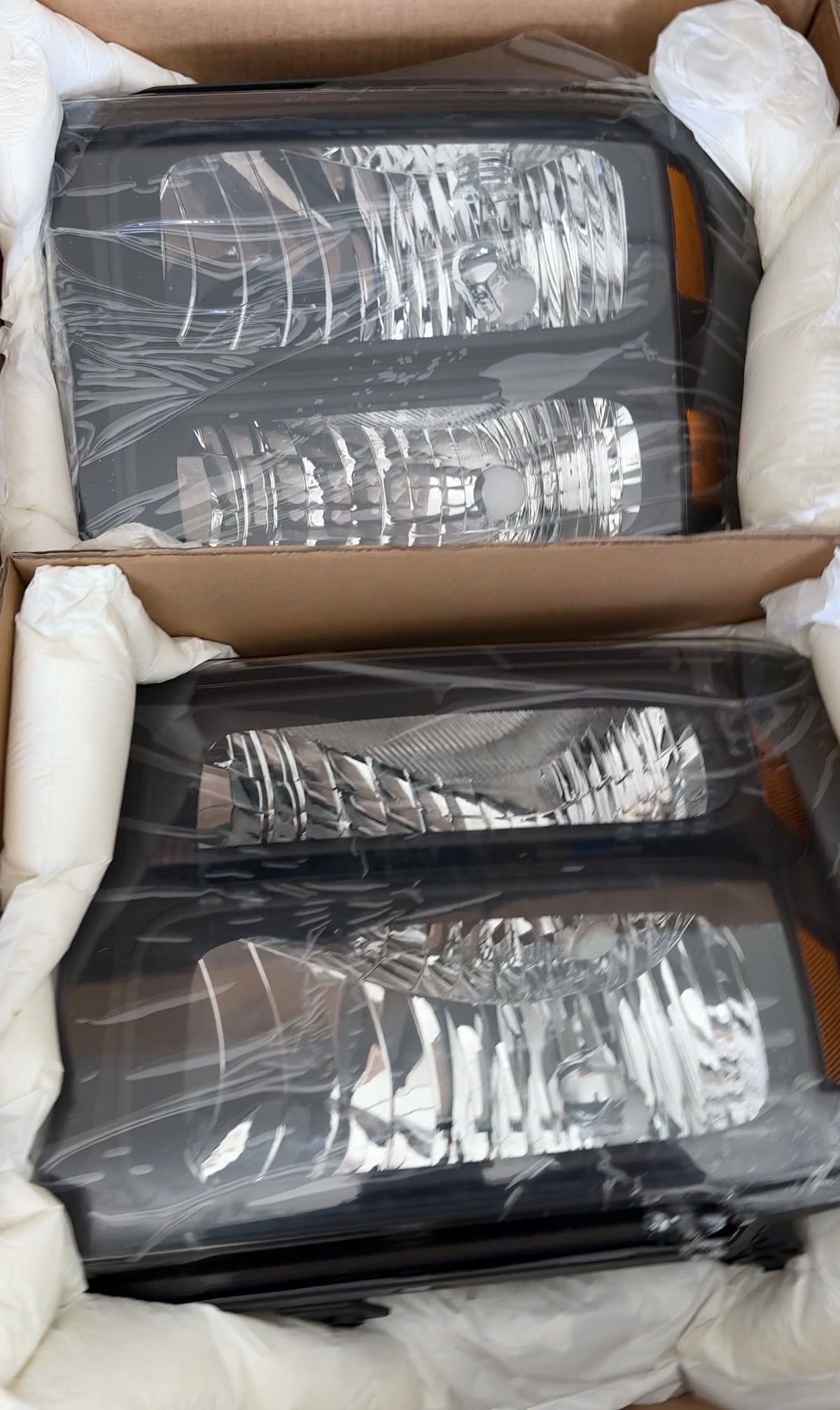 For 2005 to 2007 Ford F250 F350 F450 F550 Super Duty Chrome Black Housing Headlights NEW IN BOX
