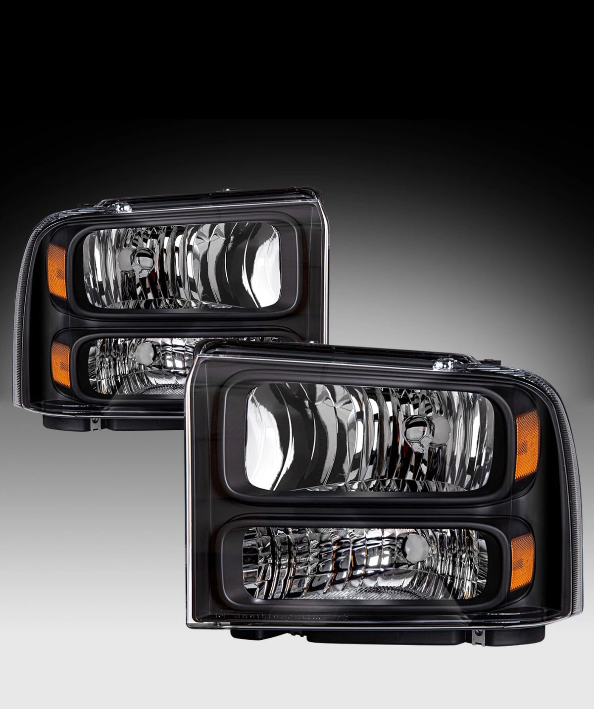 For 2005 to 2007 Ford F250 F350 F450 F550 Super Duty Chrome Black Housing Headlights NEW IN BOX
