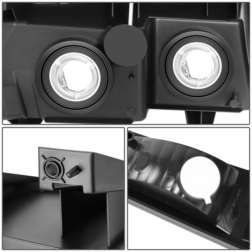 FOR 2004 to 2012 CHEVY COLORADO and GMC CANYON PAIR HEADLIGHTS + BUMPER LAMPS BLACK and AMBER