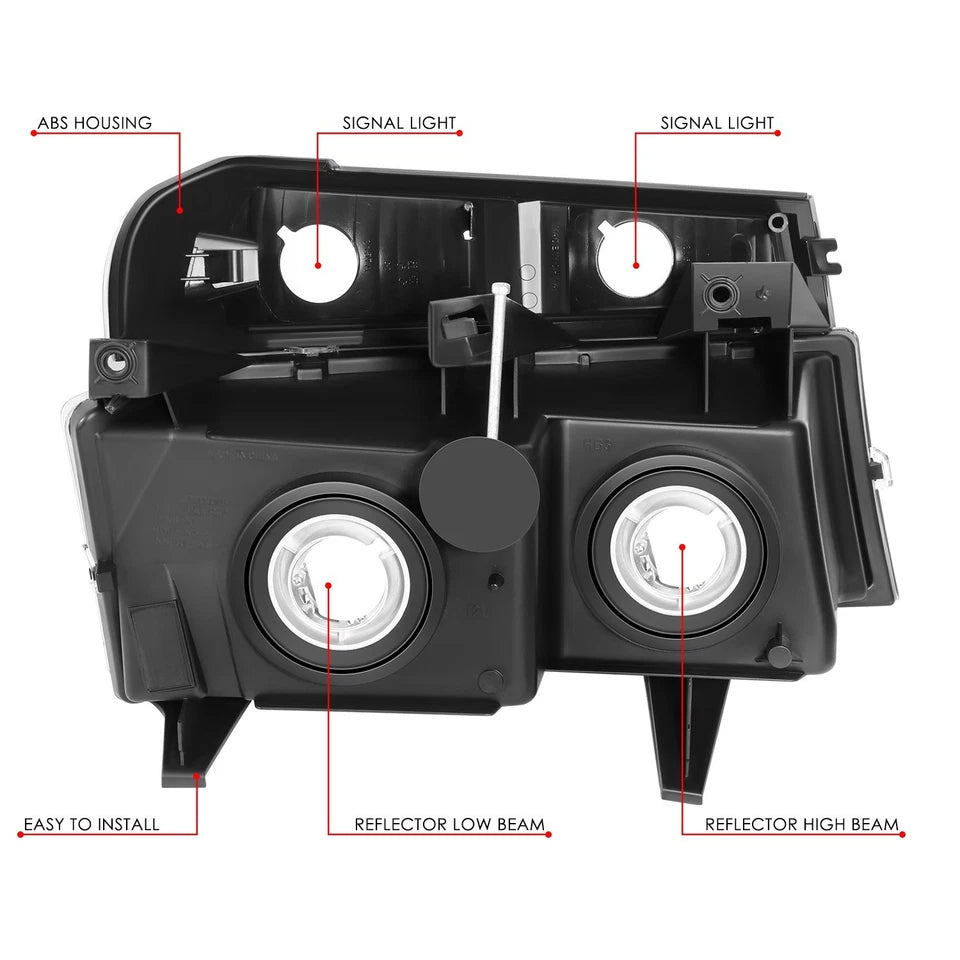FOR 2004 to 2012 CHEVY COLORADO and GMC CANYON PAIR HEADLIGHTS + BUMPER LAMPS BLACK and AMBER