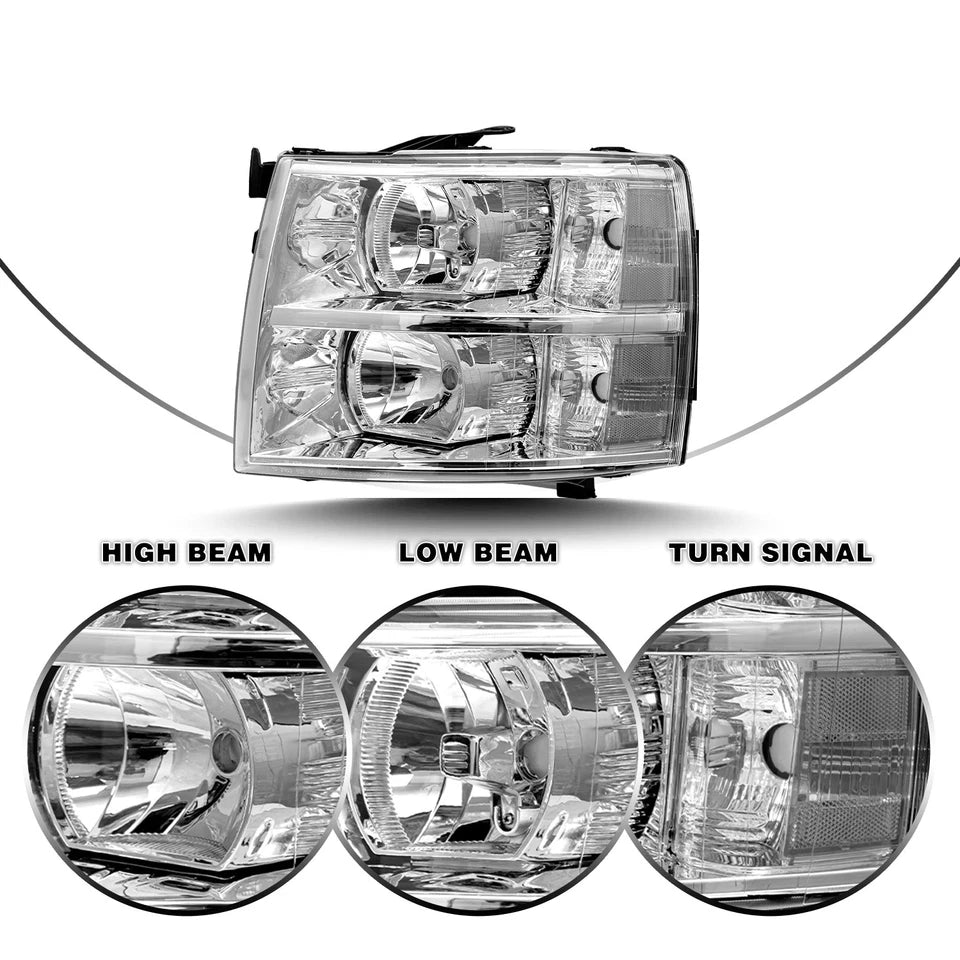 New Clear Headlights for Chevy Silverado fits 2007 through 2013 Fits 1500 2500 3500 Left and Right
