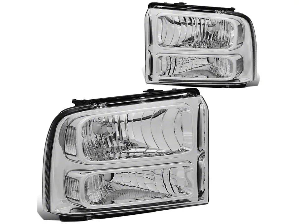 NEW Chrome All Clear Headlights for Ford F250 F350 F450 F550 fits 2005 to 2007