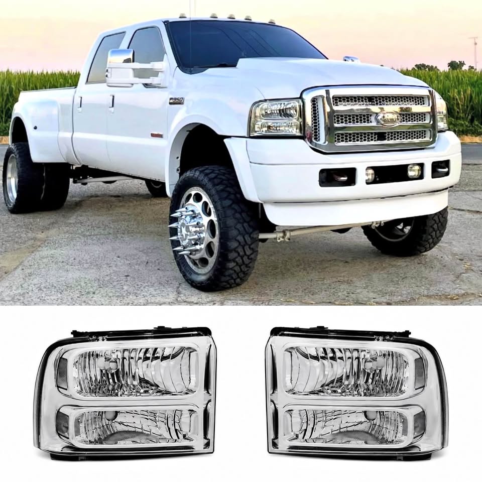 NEW Chrome All Clear Headlights for Ford F250 F350 F450 F550 fits 2005 to 2007