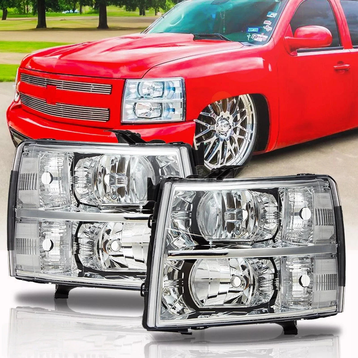 New Clear Headlights for Chevy Silverado fits 2007 through 2013 Fits 1500 2500 3500 Left and Right (Copy)