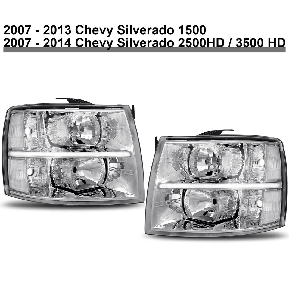 New Clear Headlights for Chevy Silverado fits 2007 through 2013 Fits 1500 2500 3500 Left and Right (Copy)
