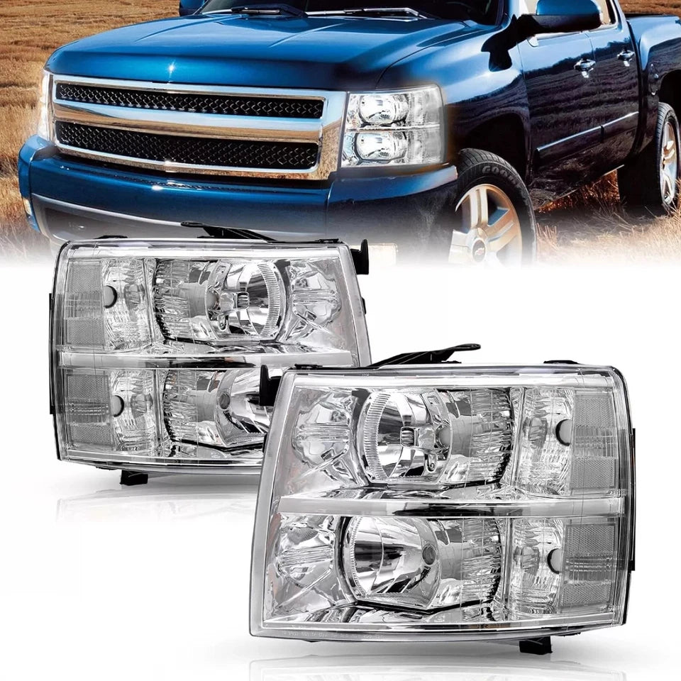 New Clear Headlights for Chevy Silverado fits 2007 through 2013 Fits 1500 2500 3500 Left and Right (Copy)