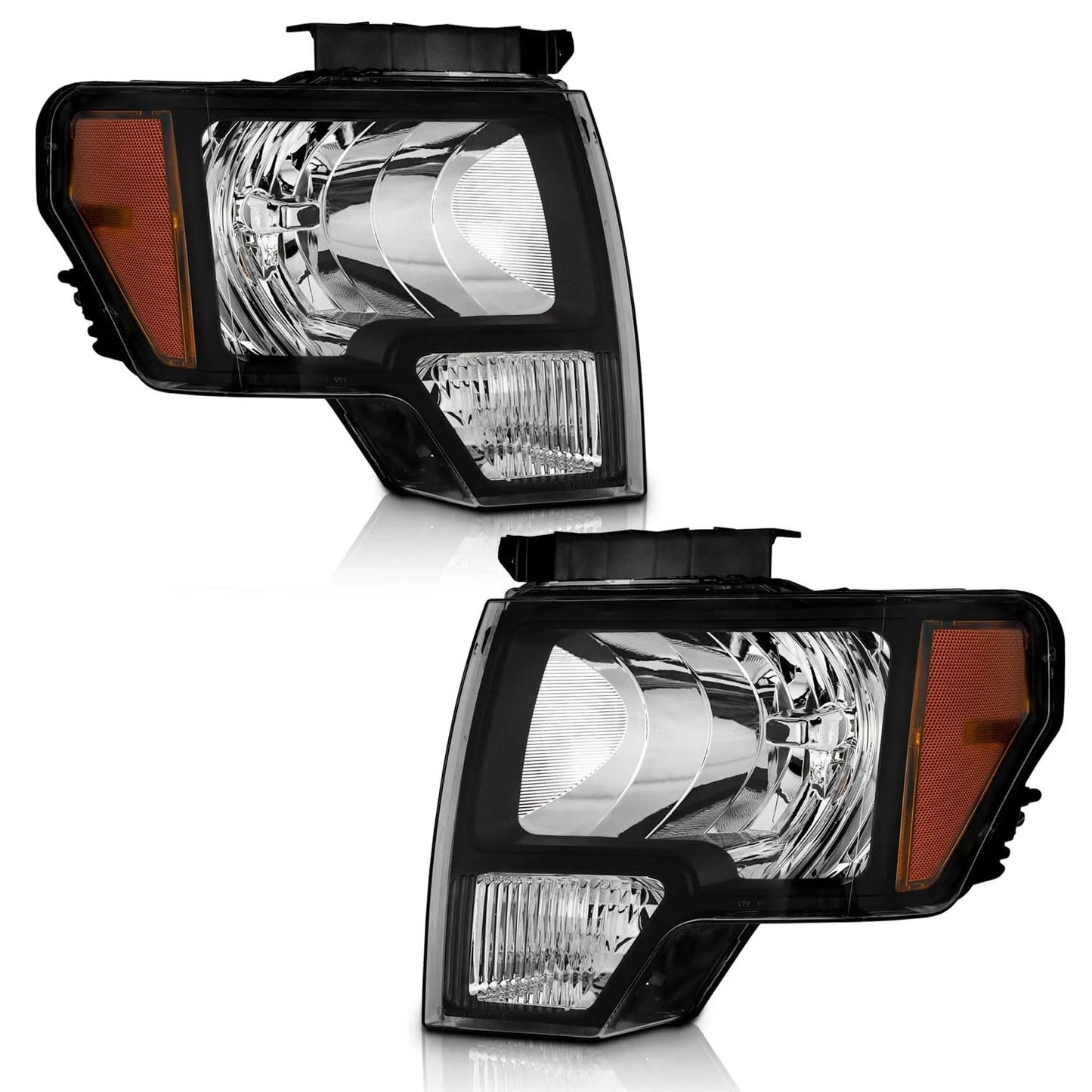 New Black Headlights for Ford F150 Fits 2009 through 2014