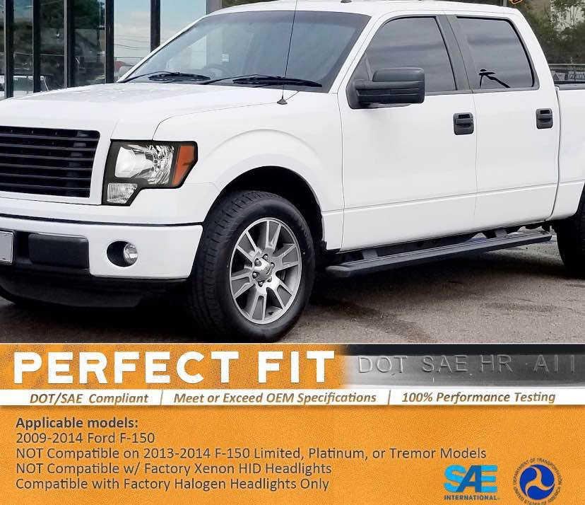 New Black Headlights for Ford F150 Fits 2009 through 2014