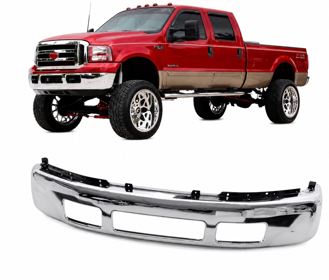 New Chrome Front Bumper for Ford F250 and F350 fits 2005 2006 2007 and Ford Excursion 2005