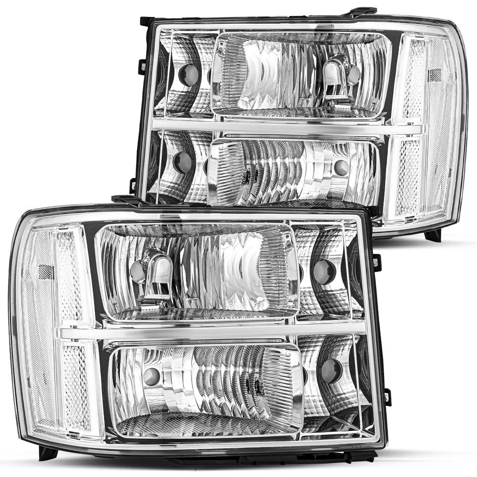 New GMC Sierra Clear Headlights 1500 2500HD 3500HD 2007 to 2013 Headlamps