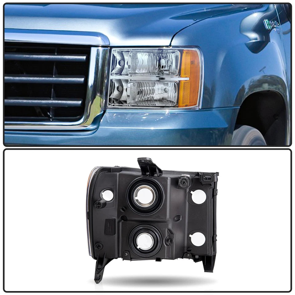 New GMC Sierra Headlights 1500 2500HD 3500HD 2007 to 2013 Headlamps