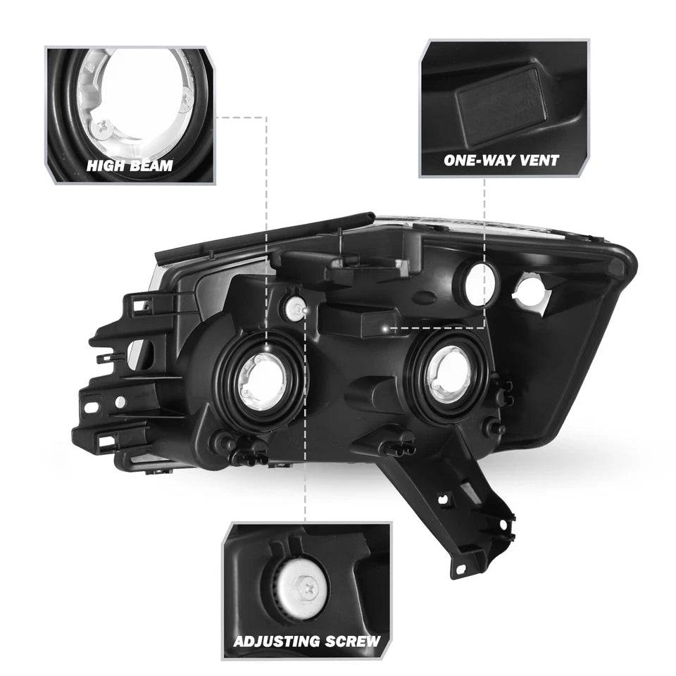 New Headlights For 2004 to 2015 Nissan Titan and 2004 to 2007 Armada Chrome Headlights Assembly Lamps Pair