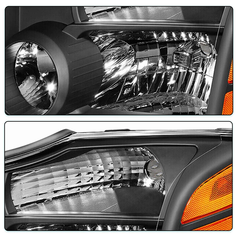 New Black Headlights For 2004 to 2015 Nissan Titan and 2004 to 2007 Armada Headlights Assembly Lamps Pair