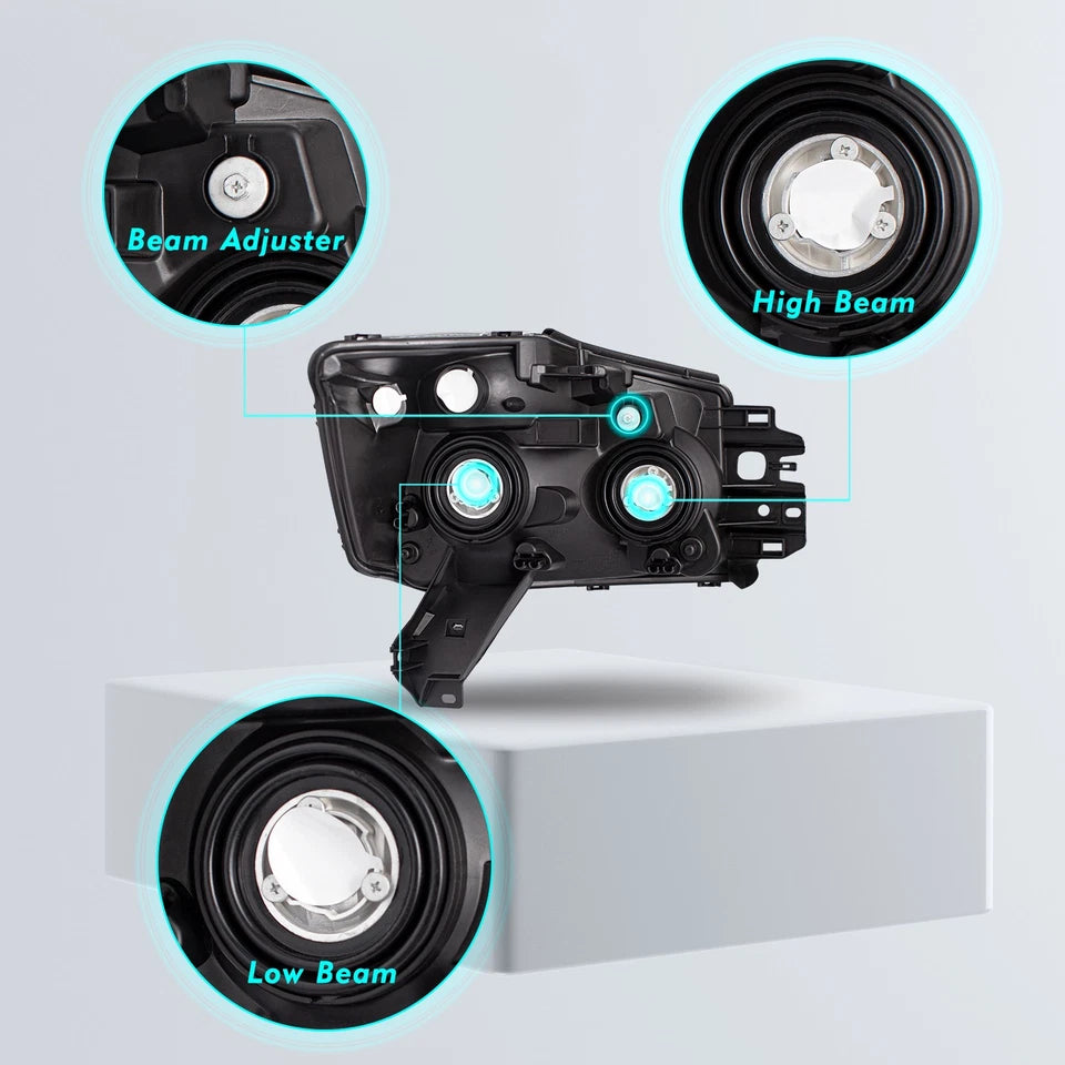 New Black Headlights For 2004 to 2015 Nissan Titan and 2004 to 2007 Armada Headlights Assembly Lamps Pair
