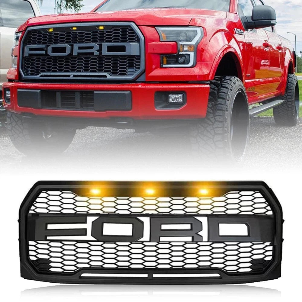 For 2015 2016 2017 Ford F150 F-150 Grill Raptor Style Front Grille in Black
