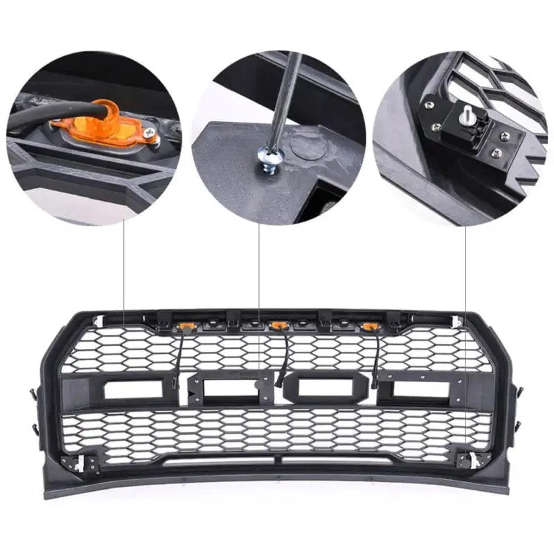 For 2015 2016 2017 Ford F150 F-150 Grill Raptor Style Front Grille in Black