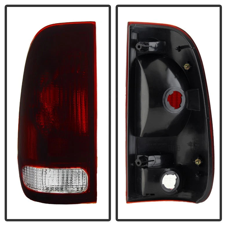 1997 to 2003 Ford F150 and 1999 to 2007 F250 F350 Super Duty Midnight Red Smoked Tail Lights Brake Lamps