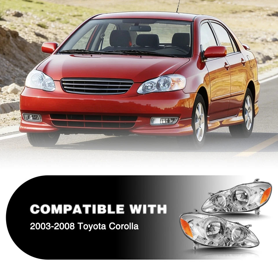 NEW Headlights for Toyota Corolla 2003 through 2008
