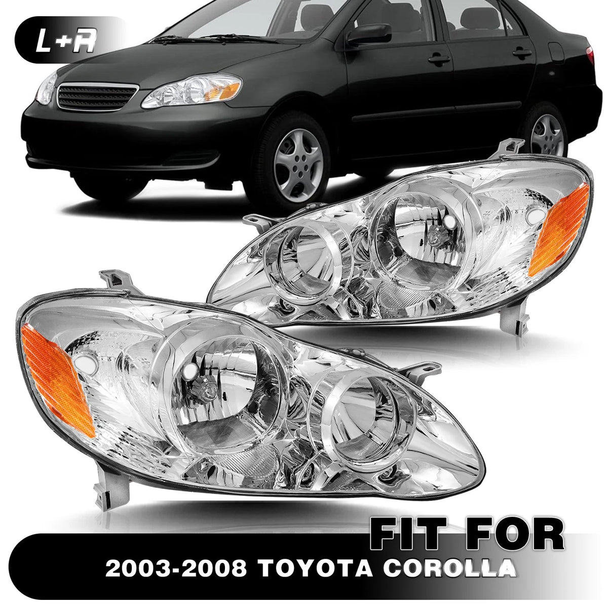 NEW Headlights for Toyota Corolla 2003 through 2008