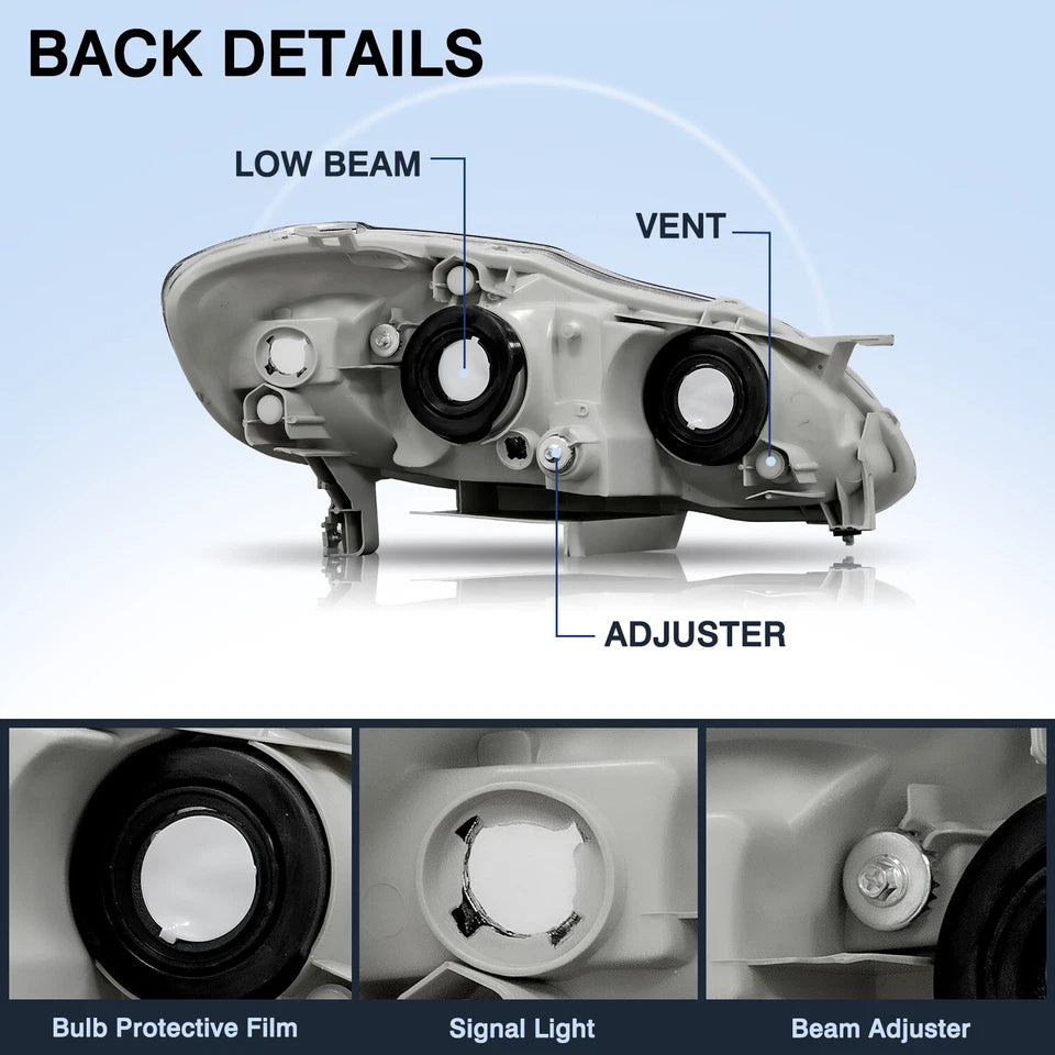 NEW Headlights for Toyota Corolla 2003 through 2008